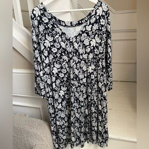 Floral Navy and White Dress